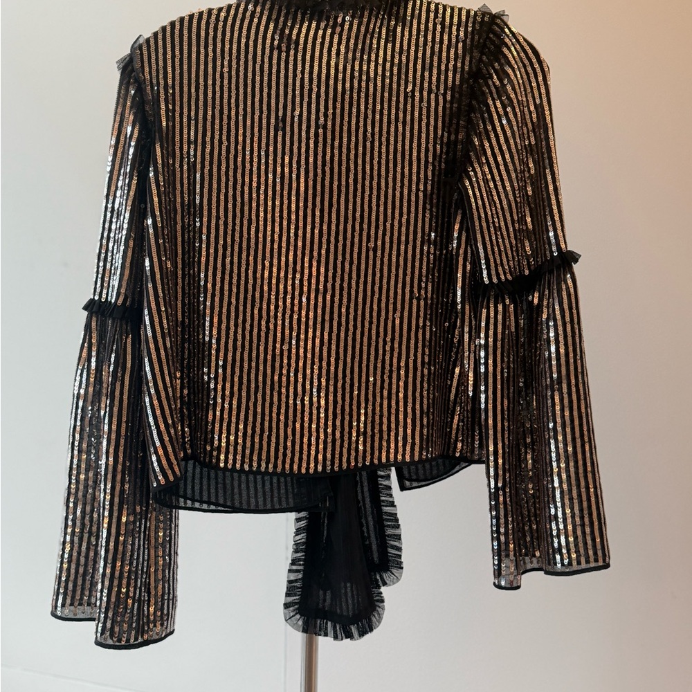 Needle & Thread Silver Striped Sequin Fabric - image 3